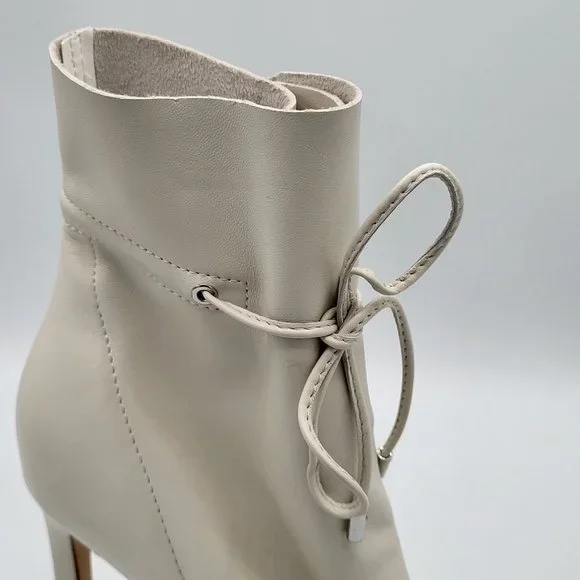 Nine West TIRZAH White Leather Pointed Toe Dress Boots SZ 8.5 - Picture 4 of 13